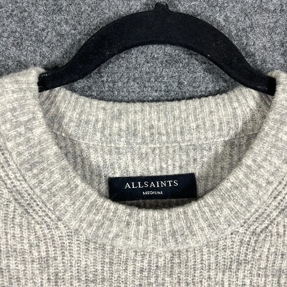 AllSaints Wool Blend Crewneck Knit Sweater Beige Casual Winter Mens Size Medium
